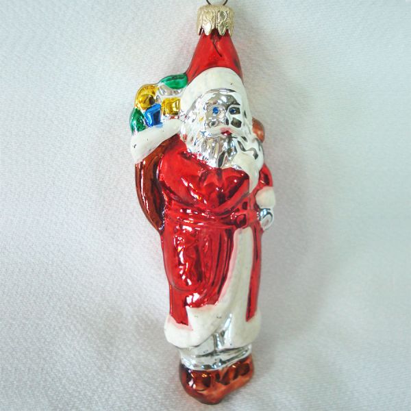 Pair 1980s West German Glass Santa Claus Christmas Ornaments #3