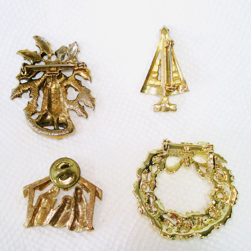 Copperton Lane: Lot 4 Enamel, Rhinestone Christmas Jewelry Pins Brooches,  Pins, Brooches, 15163