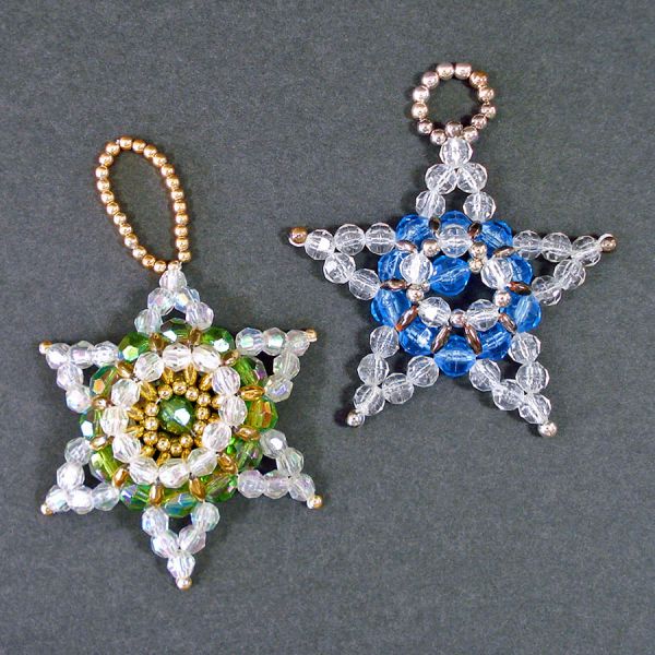 5 Hand Crafted Dimensional Beaded Christmas Ornaments #2