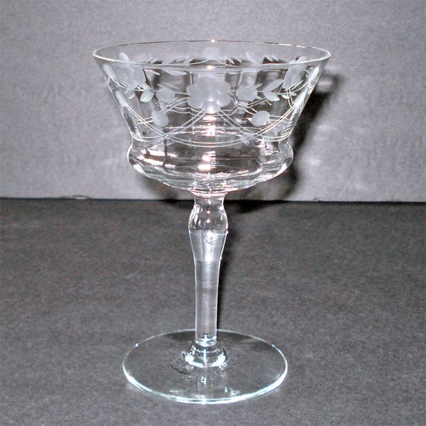 6 Paneled Optic Crystal Liquor Cocktail Stems Cut Swags Flowers #3