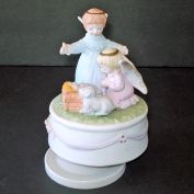 Angels, Baby Jesus Bisque Christmas Music Box