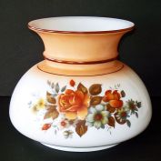 Apricot Floral Hurricane Style Glass Lamp Shade