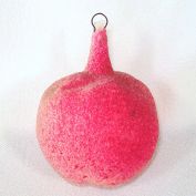 Antique Unsilvered Sugar Glitter Apple Glass Christmas Ornament