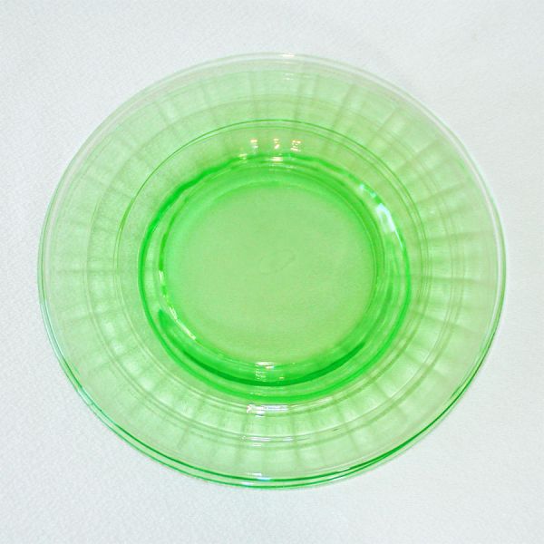 2 Hocking Green Block Optic 8 Inch Depression Glass Plates Plus Bonus #2