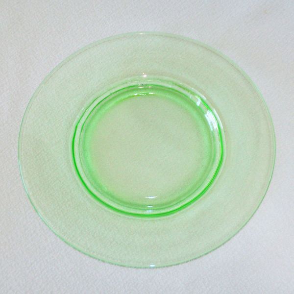 2 Hocking Green Block Optic 8 Inch Depression Glass Plates Plus Bonus #3