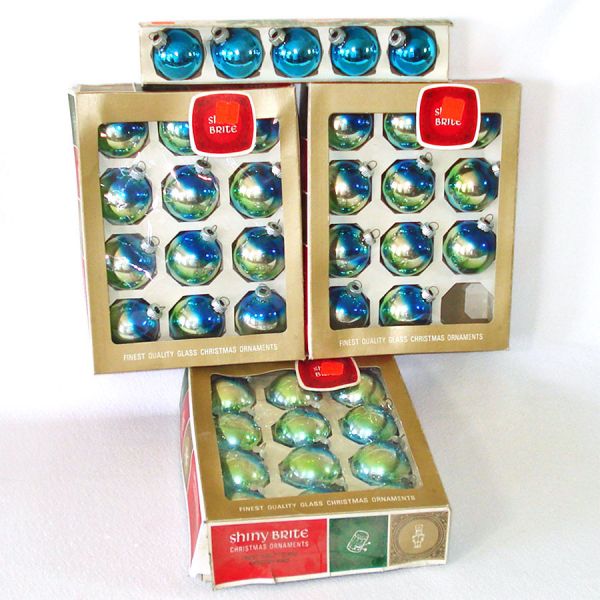 3 Boxes Shiny Brite Blue Ombre Christmas Ornaments