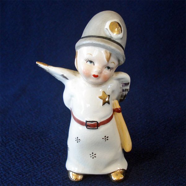 Little Boy Policeman Angel Figurine 1950s Japan #2