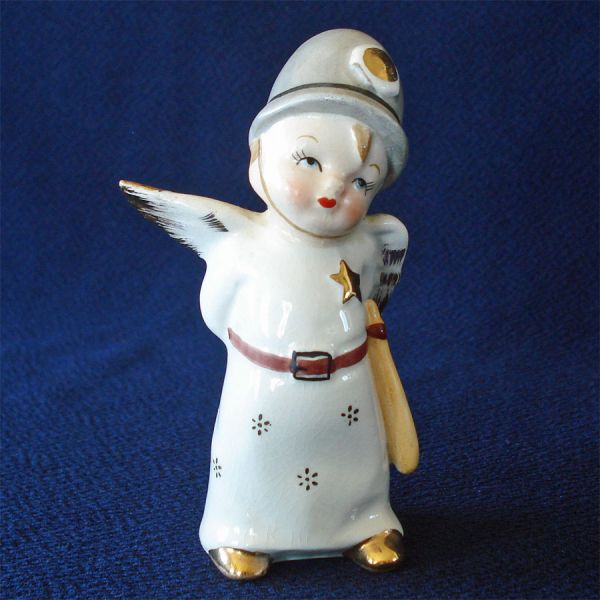 Little Boy Policeman Angel Figurine 1950s Japan #3