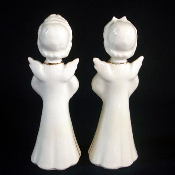 Pair 1950s Japan Angel Figurines Holding Bouquets or Nosegays #2