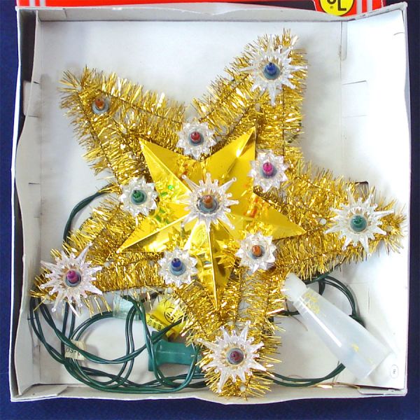 Pair Christmas Tinsel Star Tree Toppers in One Box #2