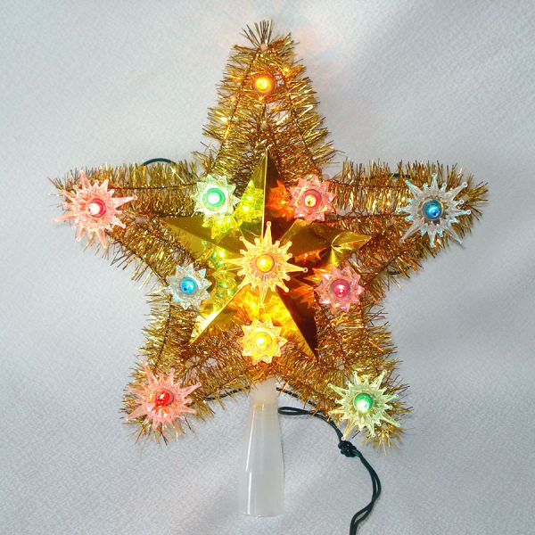 Pair Christmas Tinsel Star Tree Toppers in One Box #3