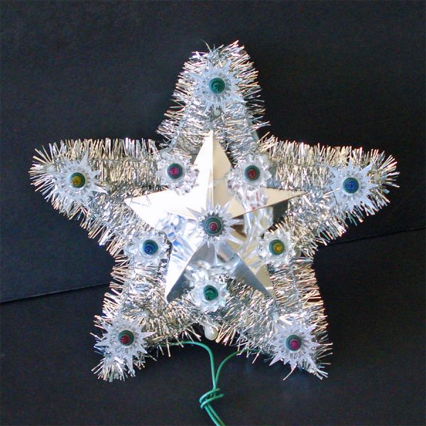 Pair Christmas Tinsel Star Tree Toppers in One Box #4