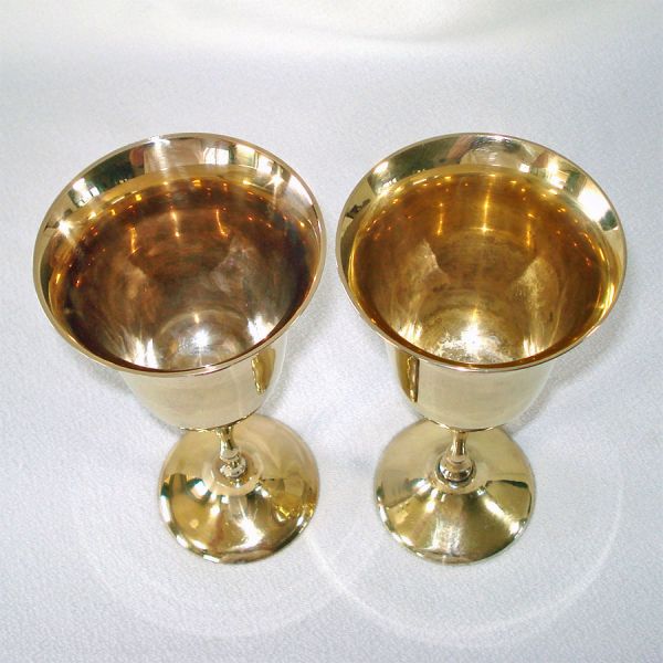 Pair 10 Ounce India Brass Goblets 1970s #2