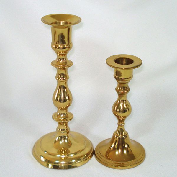 Brass 1970s Candlesticks and Vase Lot 7 Pieces #4
