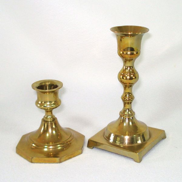 Brass 1970s Candlesticks and Vase Lot 7 Pieces #5