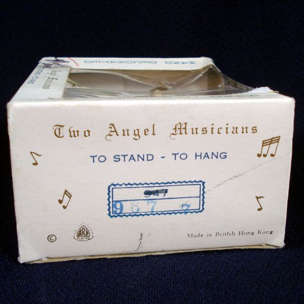 Hard Plastic 1960s Christmas Angel Figure Ornaments in Box #2