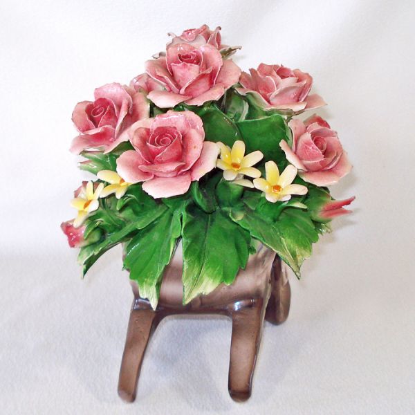 Capodimonte Italian Porcelain Flower Cart Figurine #3