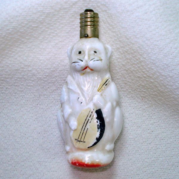 Cat With Mandolin Figural Christmas Light Bulb #3