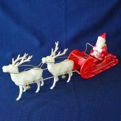 1930s Celluloid Christmas Santa, Sleigh, Reindeer Toy
