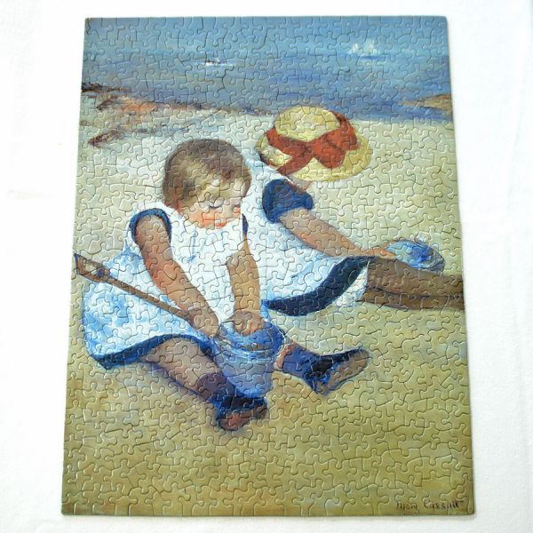 Children Playing on Beach Fine Art Jigsaw Puzzle Complete #3