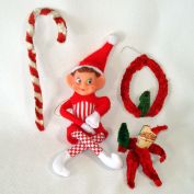 Chenille Christmas Ornaments With Pixie Elf, Santa