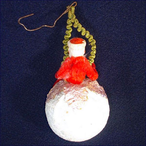 Clay Face Chenille Santa on Cotton Ball Christmas Ornament #2