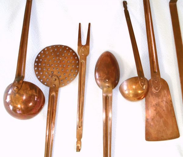 7 Piece Solid Copper Hanging Kitchen Utensils Set #3