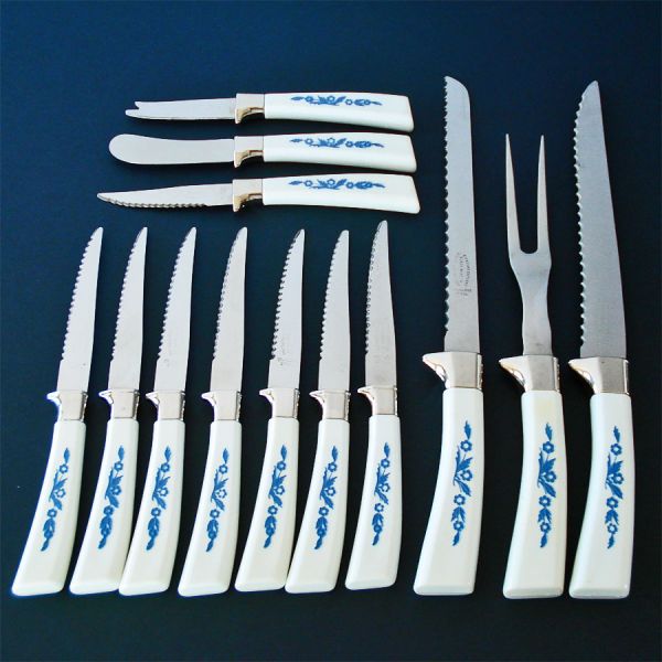 Blue Cornflower 13 Piece Sheffield Lifetime Cutlery Knives Set