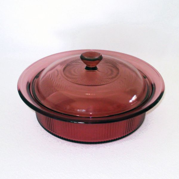 Corning Pyrex Visions Cranberry 1 Quart Covered Casserole Baker