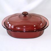 Corning Pyrex Visions Cranberry 4 Quart Oval Roaster