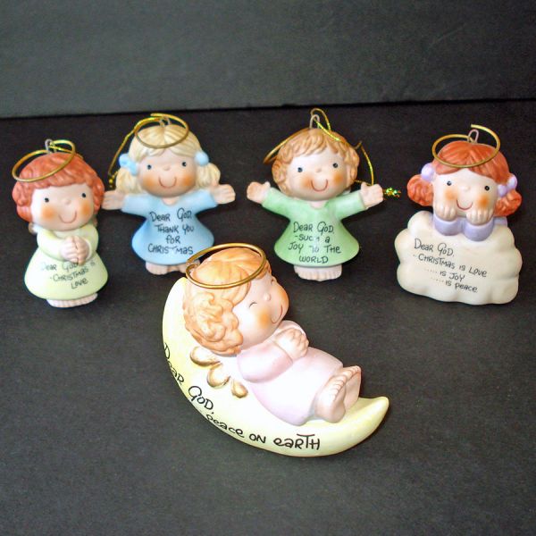 Enesco Dear God Angel Kids Christmas Ornaments Set of 5 #5