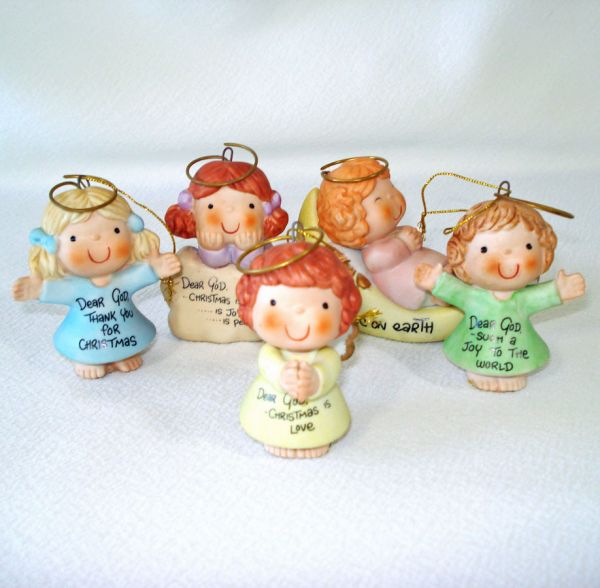 Enesco Dear God Angel Kids Christmas Ornaments Set of 5