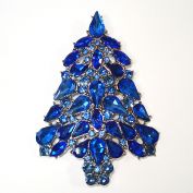 Blue Rhinestone Christmas Tree Brooch Pendant Pin