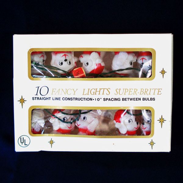 Box Santa Dogs Figural Christmas Lights String