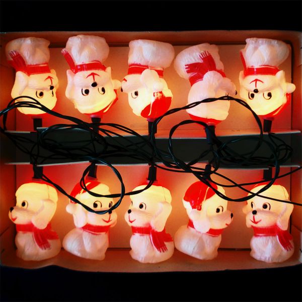 Box Santa Dogs Figural Christmas Lights String #4