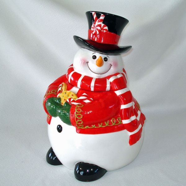 Fitz & Floyd Snowman Christmas Cookie Jar Mint in Box #2