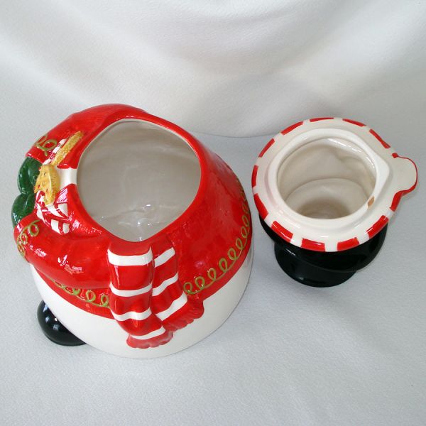 Fitz & Floyd Snowman Christmas Cookie Jar Mint in Box #3