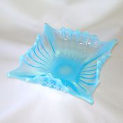 Fostoria Heirloom Blue Opalescent Square Glass Bowl