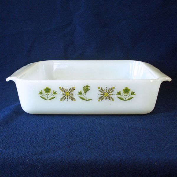 Hocking Fire King Meadow Green Square Cake Pan #2