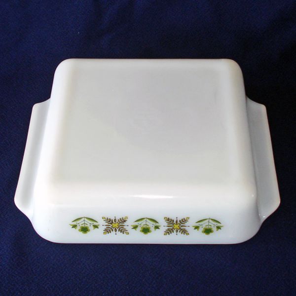 Hocking Fire King Meadow Green Square Cake Pan #3