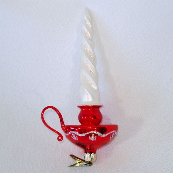 Glass Candlestick Figural Christmas Ornament Boxed #2