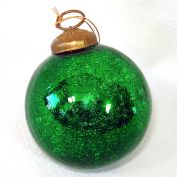 Green Crackle Glass Kugel Christmas Ornament