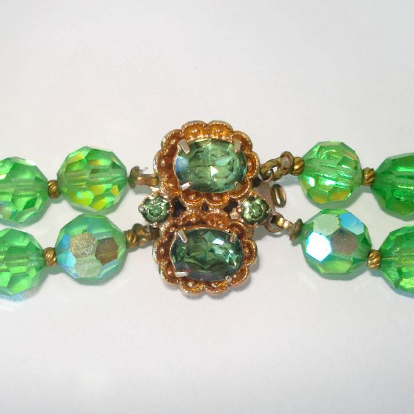 Green AB Cut Crystal Two Strand Necklace #2