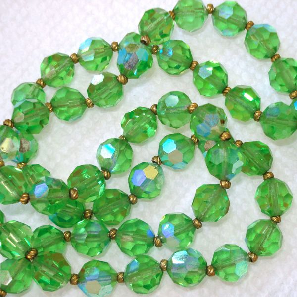 Green AB Cut Crystal Two Strand Necklace #3
