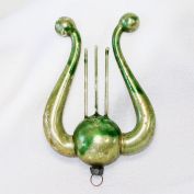 Antique German Blown Glass Lyre Christmas Ornament Green