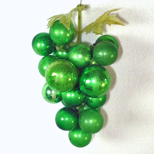 Decorative Green Glass Grape Clusters With Christmas Ornaments #3