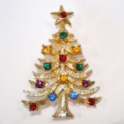 Eisenberg Ice Rhinestone Christmas Tree Brooch Pin