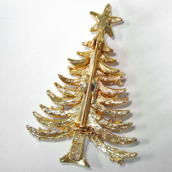 Eisenberg Ice Rhinestone Christmas Tree Brooch Pin #2