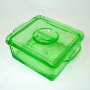 Hazel Atlas Uranium Green Glass Refrigerator Storage Dish
