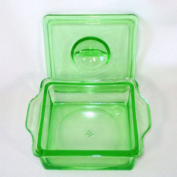 Hazel Atlas Uranium Green Glass Refrigerator Storage Dish #2